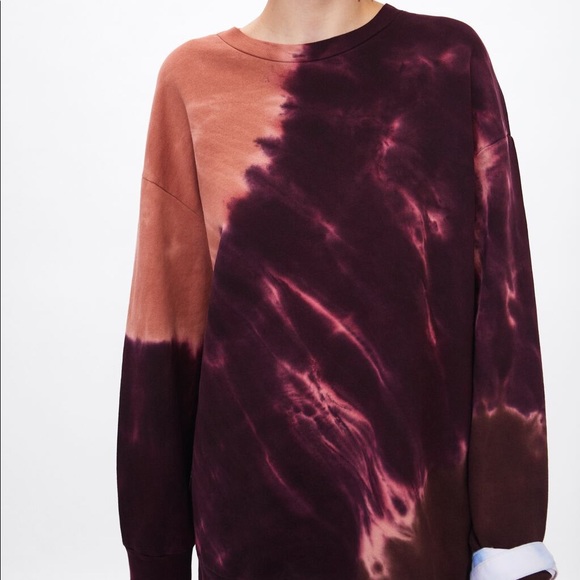 Zara maroon & orange tie dye sweatshirt - Picture 3 of 5
